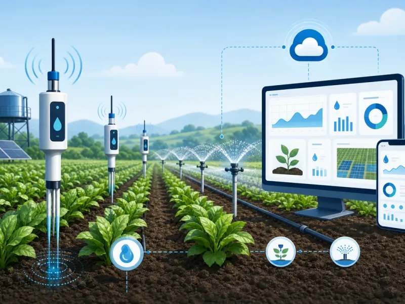 IoT soil moisture sensors and smart irrigation system across crop fields