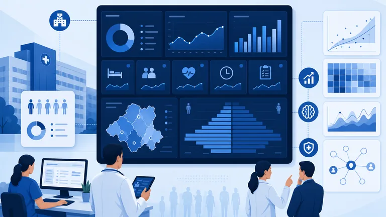 Dashboard de analítica para salud con KPIs de salud poblacional e insights predictivos