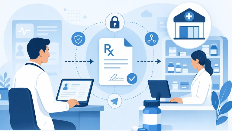 Sistema de prescripción electrónica que envía recetas digitales del médico a la farmacia